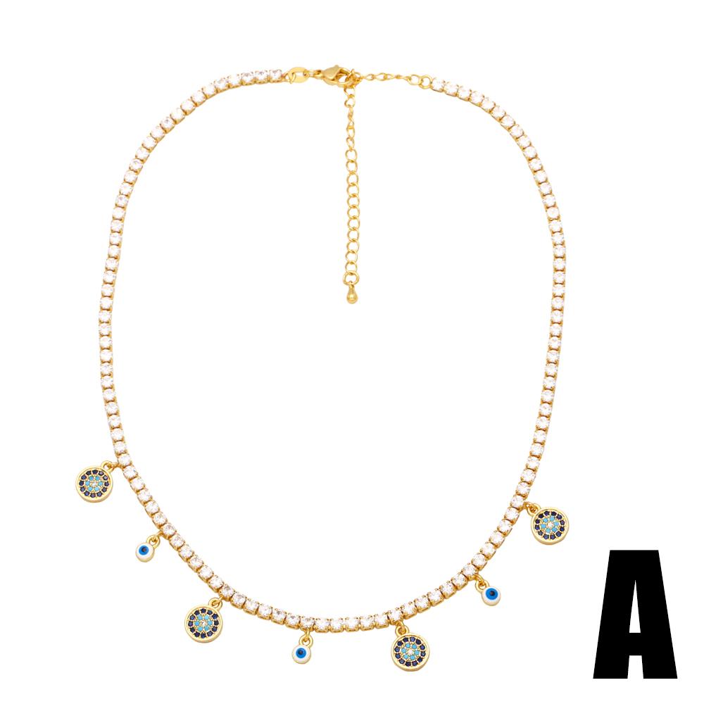 Fashion Devilu0027S Eye Copper Patchwork Plating Zircon Choker 1 Piece