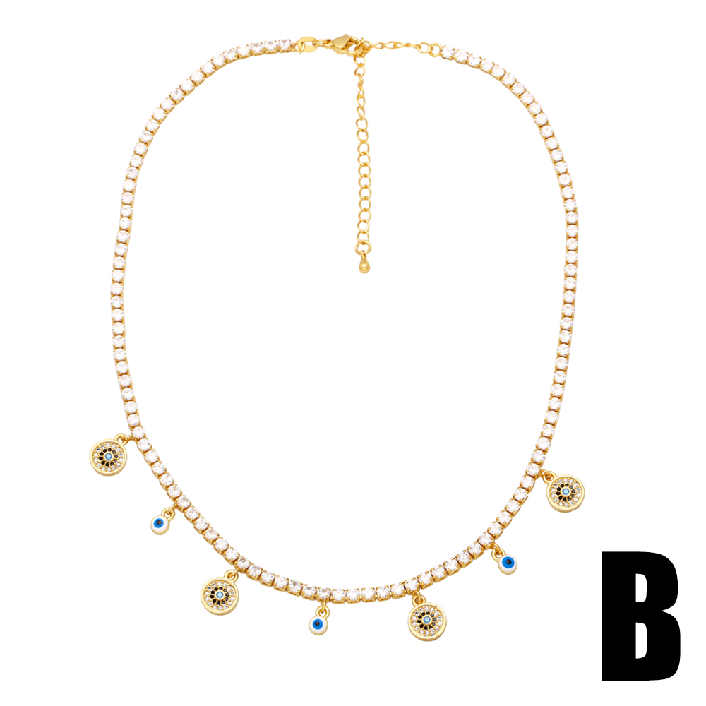 Fashion Devilu0027S Eye Copper Patchwork Plating Zircon Choker 1 Piece