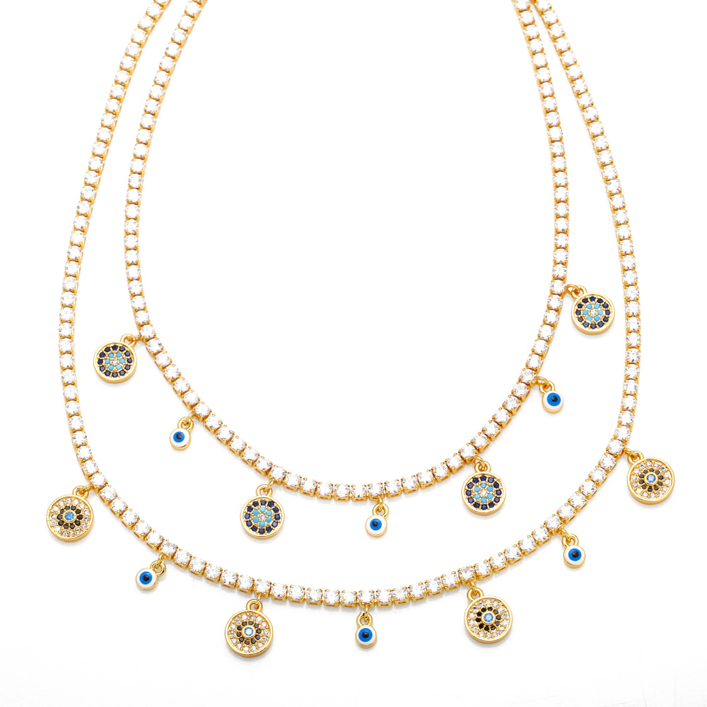 Fashion Devilu0027S Eye Copper Patchwork Plating Zircon Choker 1 Piece
