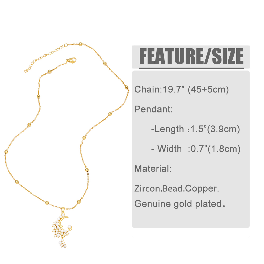 Simple Style Moon Heart Shape Pineapple Copper Plating Artificial Pearls Zircon Pendant Necklace 1 P