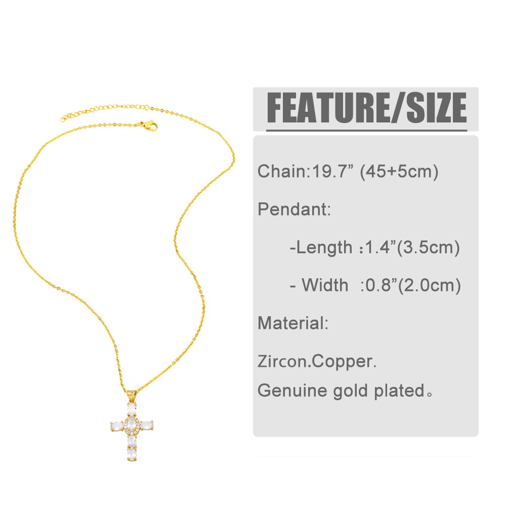 Fashion Cross Copper Plating Artificial Pearls Zircon Pendant Necklace 1 Piece