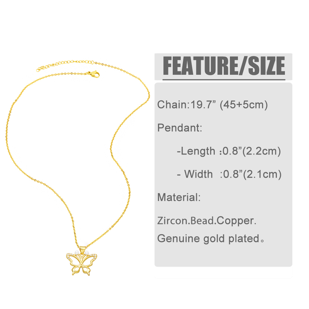 Simple Style Dragonfly Butterfly Copper Plating Hollow Out Artificial Pearls Zircon Pendant Necklace