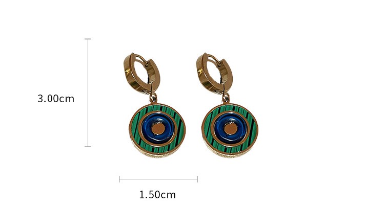 Fashion Round Square Titanium Steel Plating Drop Earrings 1 Pair