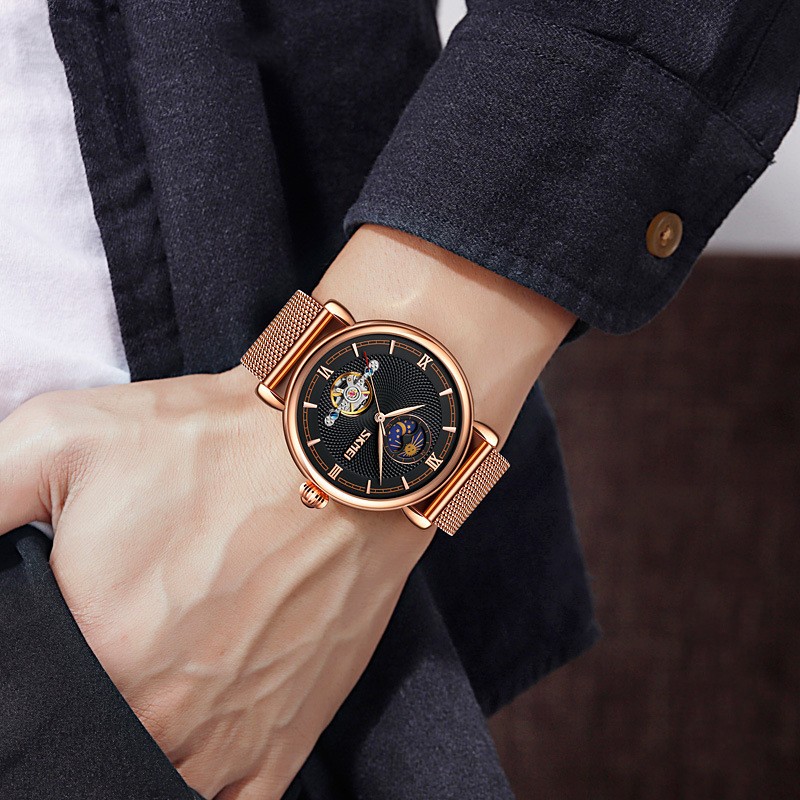 Fashion Color Block Single Folding Buckle Mechanical Menu0027s Watches