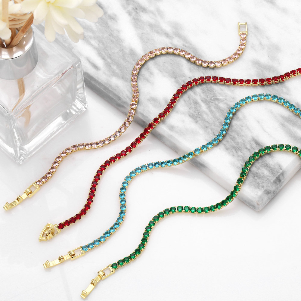 Simple Style Geometric Copper Plating Zircon Bracelets 1 Piece
