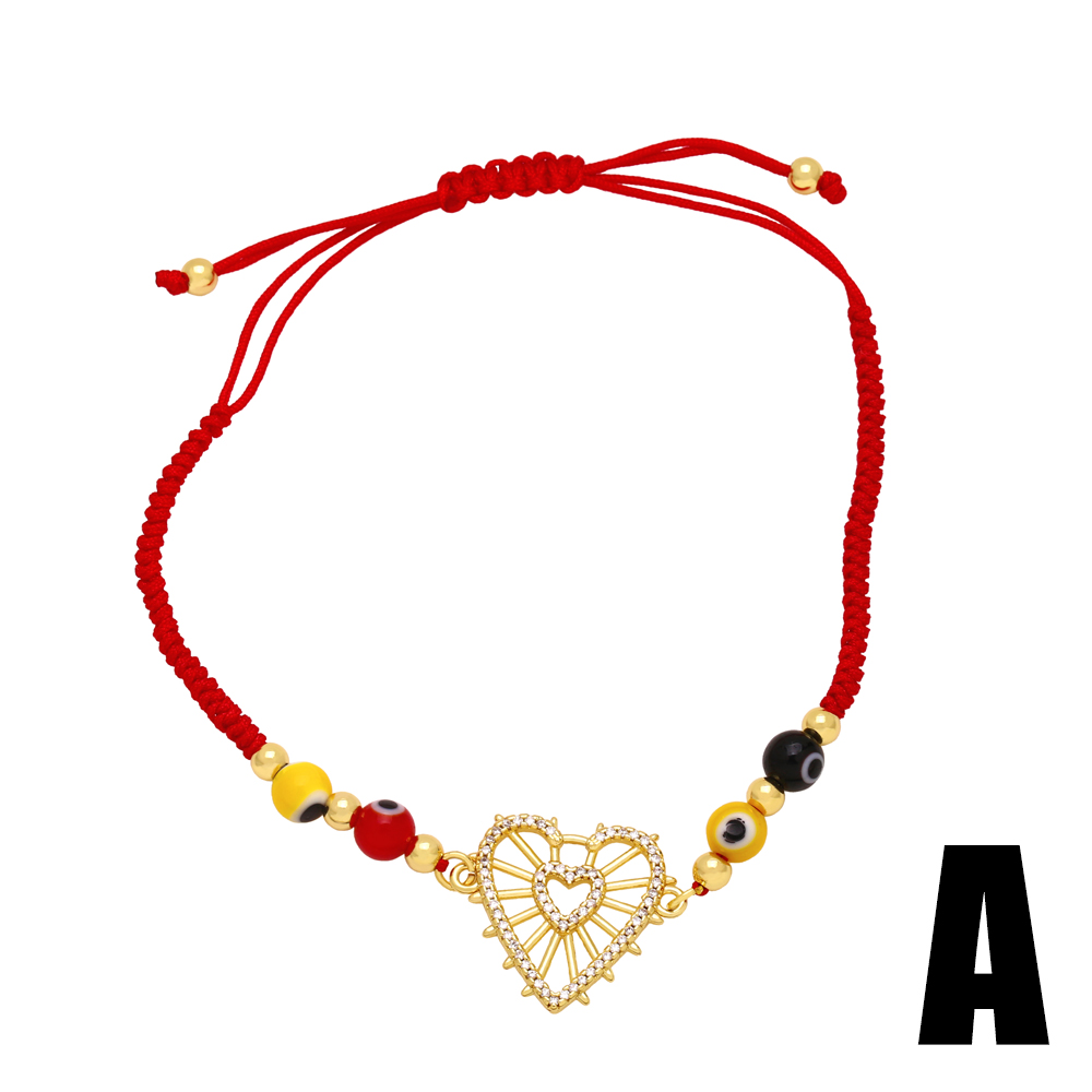 Retro Cross Tree Heart Shape Copper Knitting Plating Zircon Bracelets 1 Piece