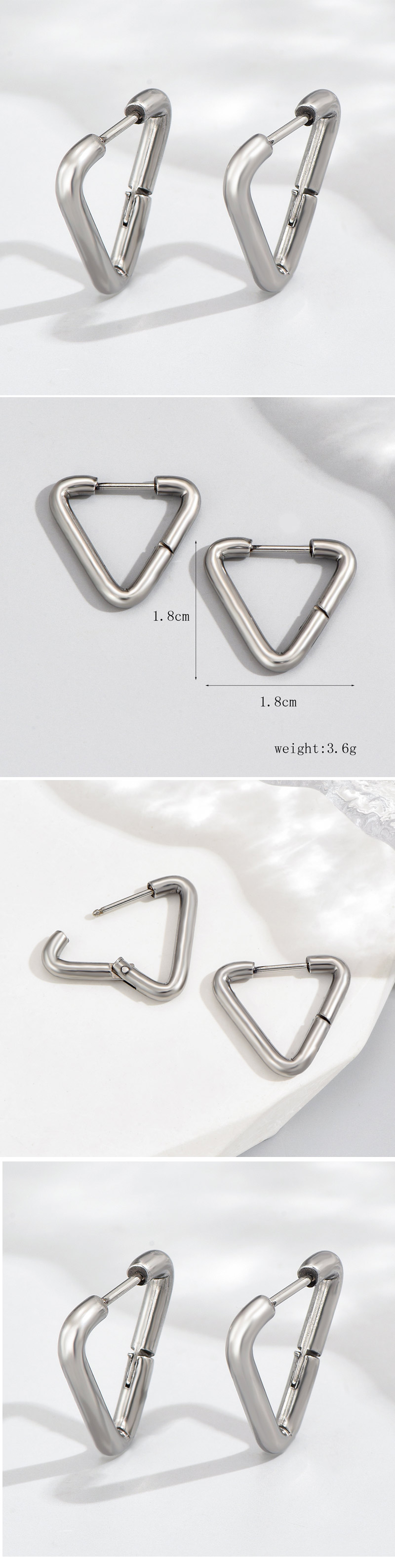 1 Pair Hip-Hop Triangle Stainless Steel Menu0027S Earrings