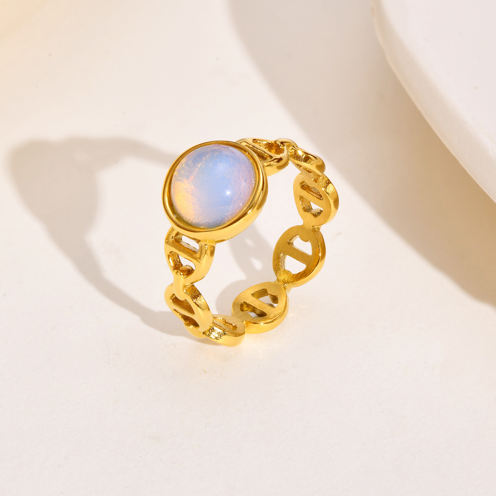 Fashion Geometric Metal Plating opal Womenu0027S Rings