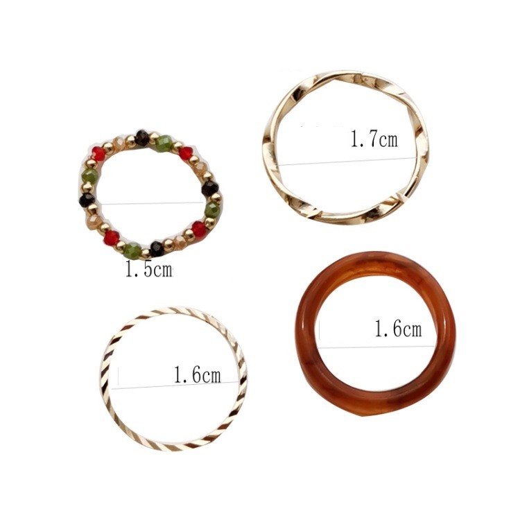 1 Set Retro Circle Resin Glass Metal Beaded Plating Womenu0027S Rings