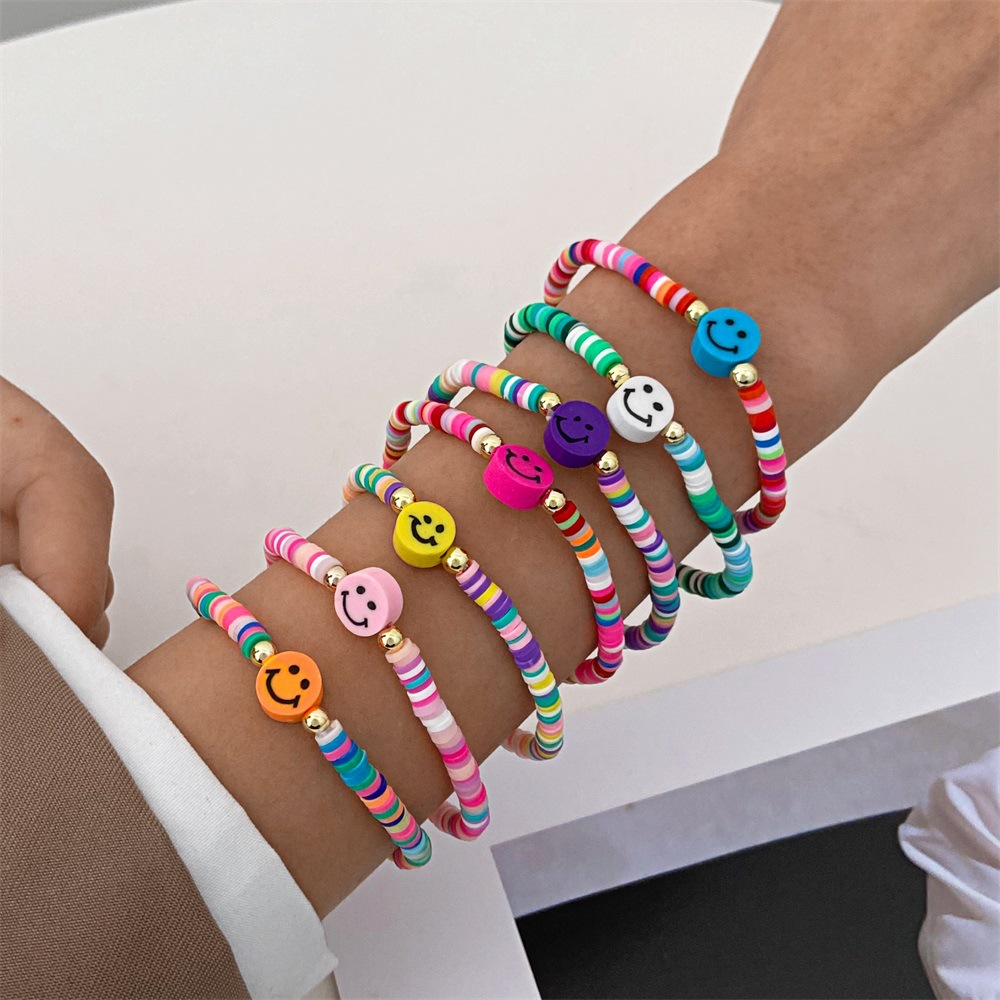 1 Piece Ethnic Style Smiley Face Polymer clay Braid Womenu0027S Bracelets