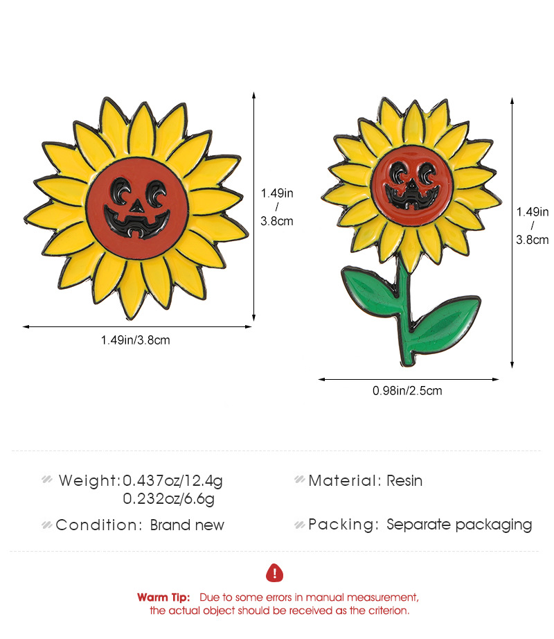 Simple Style Sunflower Resin Printing Womenu0027S Brooches