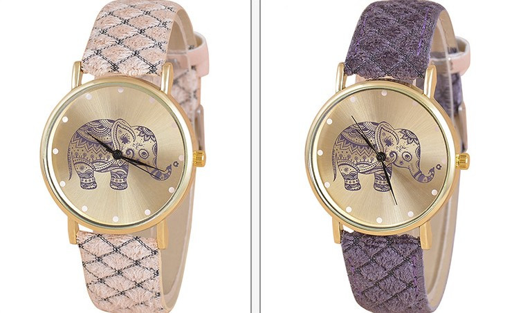 Casual Color Block Elephant Buckle Quartz Womenu0027s Watches