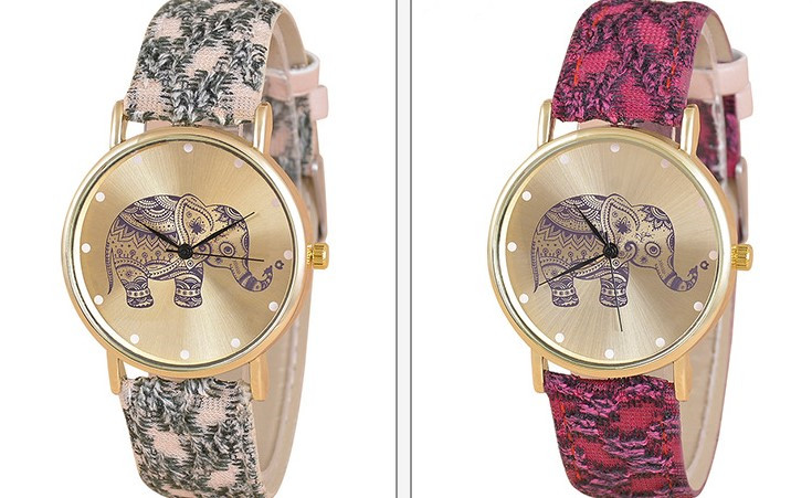Casual Color Block Elephant Buckle Quartz Womenu0027s Watches