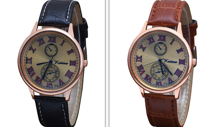 Retro Solid Color Buckle Quartz Menu0027s Watches