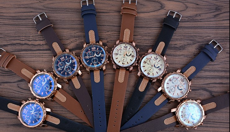 Casual Fashion Color Block Buckle Quartz Menu0027s Watches