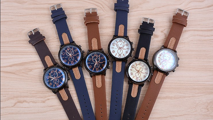 Fashion Color Block Buckle Quartz Menu0027s Watches