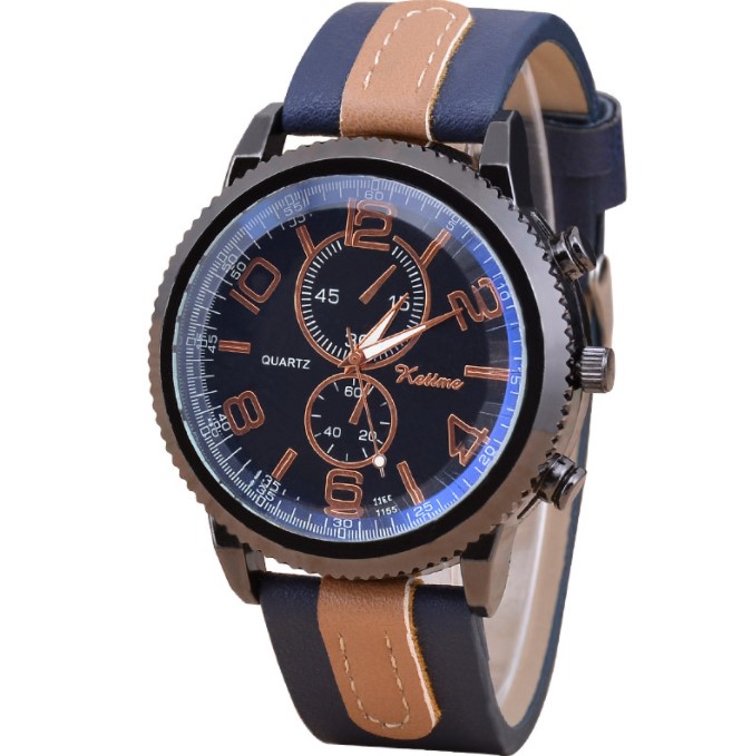 Fashion Color Block Buckle Quartz Menu0027s Watches
