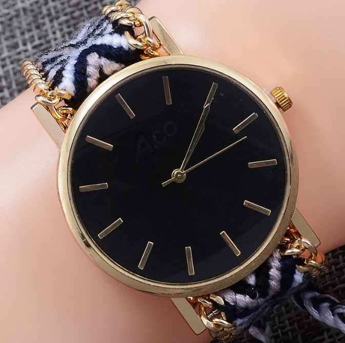 Casual Color Block Telescopic Rope Quartz Womenu0027s Watches