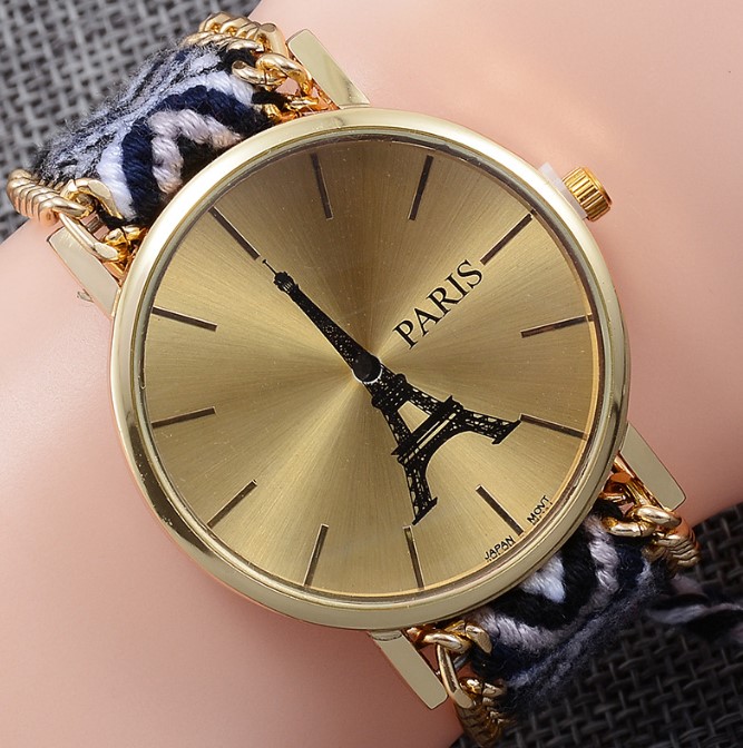 Casual Color Block Telescopic Rope Quartz Womenu0027s Watches