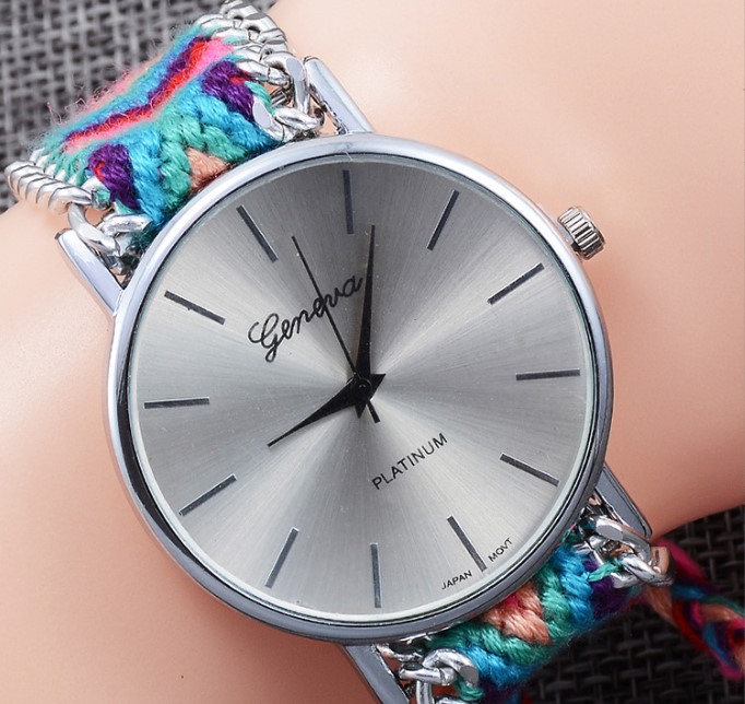 Casual Color Block Telescopic Rope Quartz Womenu0027s Watches