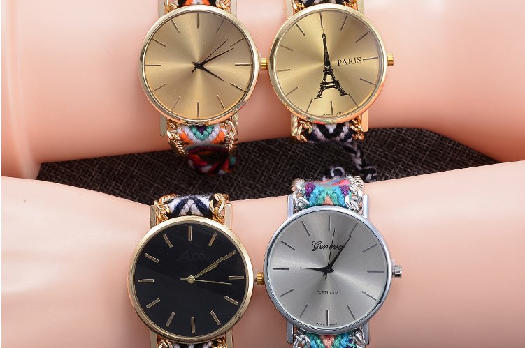 Casual Color Block Telescopic Rope Quartz Womenu0027s Watches