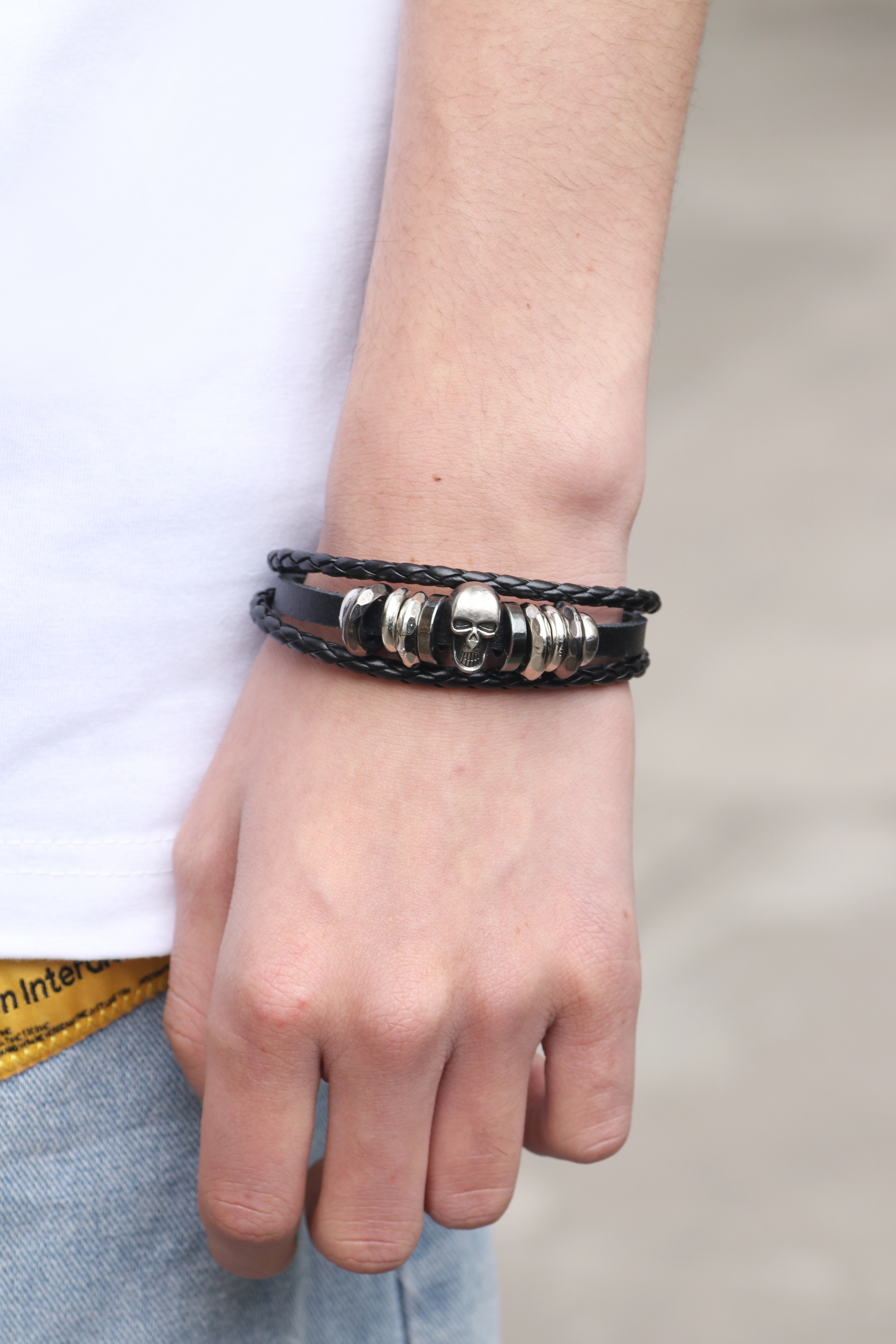 1 Piece Vintage Style Skull Alloy Knitting Menu0027S Bracelets