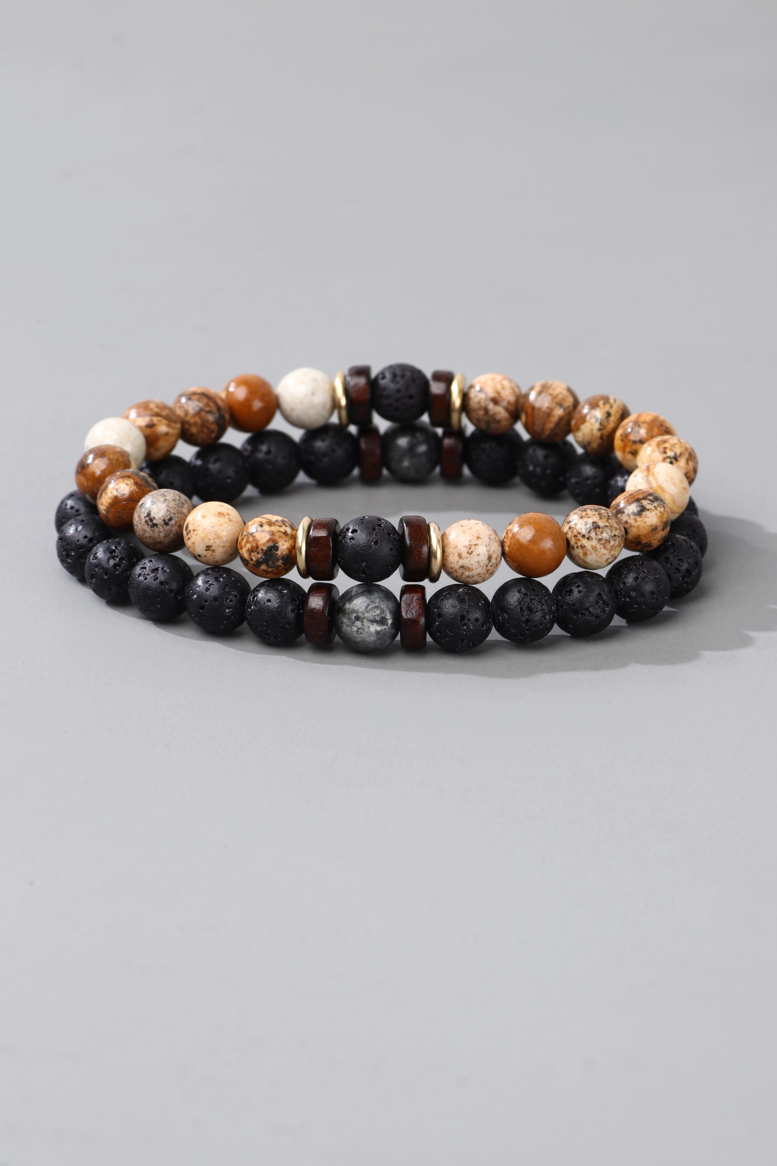 1 Set Retro Color Block Agate Beaded Menu0027S Bracelets