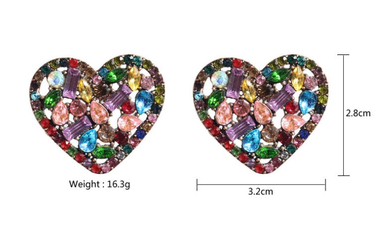 1 Pair Fashion Heart Shape Alloy Inlay Rhinestones Womenu0027S Drop Earrings