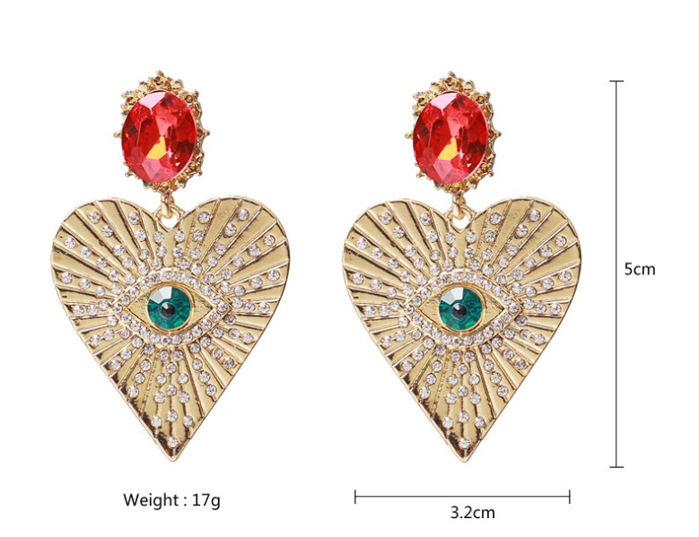 1 Pair Fashion Heart Shape Alloy Inlay Rhinestones Womenu0027S Drop Earrings