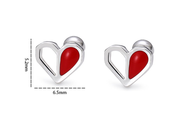 Simple Style Heart Shape Silver Plating Hollow Out Ear Studs 1 Pair