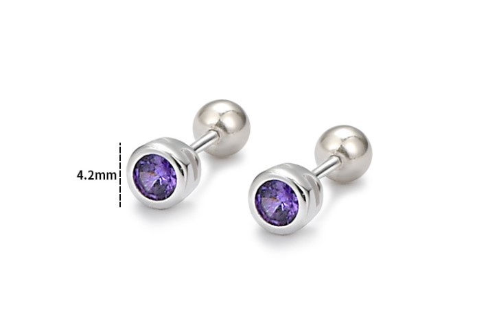 Simple Style Round Silver Plating Inlay Zircon Ear Studs 1 Pair