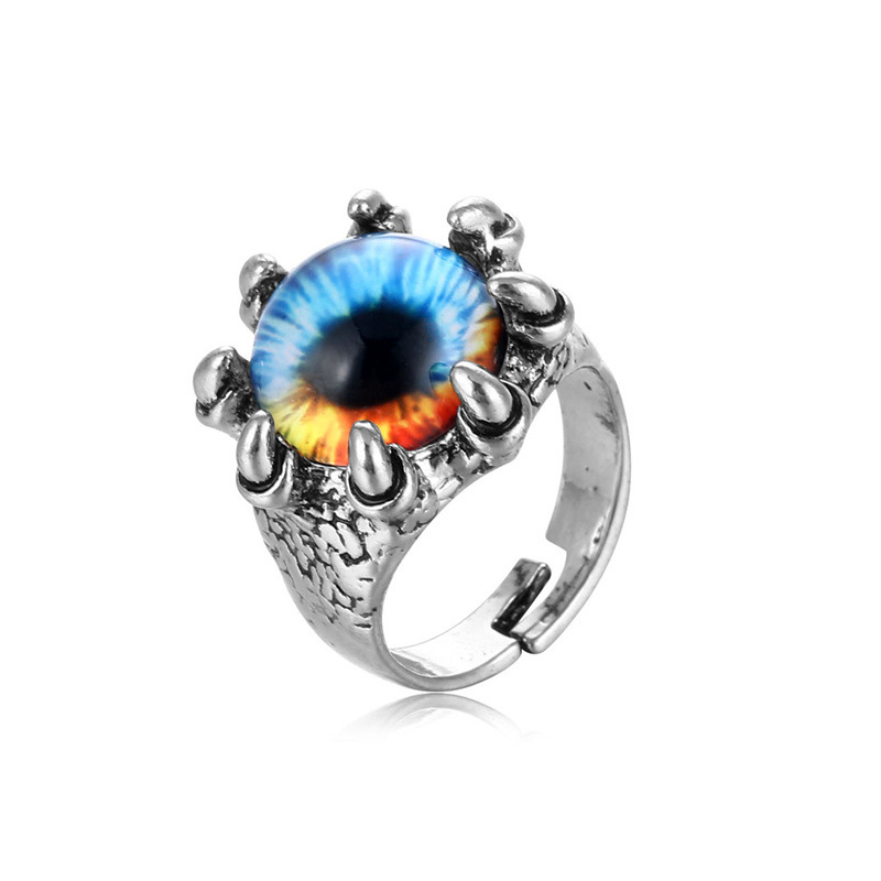 1 Piece Hip-Hop Eye Dragon Alloy Plating Inlay Artificial Gemstones Turquoise Unisex Open Ring