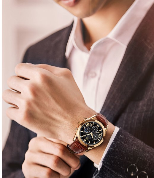 Simple Style Round Single Folding Buckle Quartz Menu0027s Watches