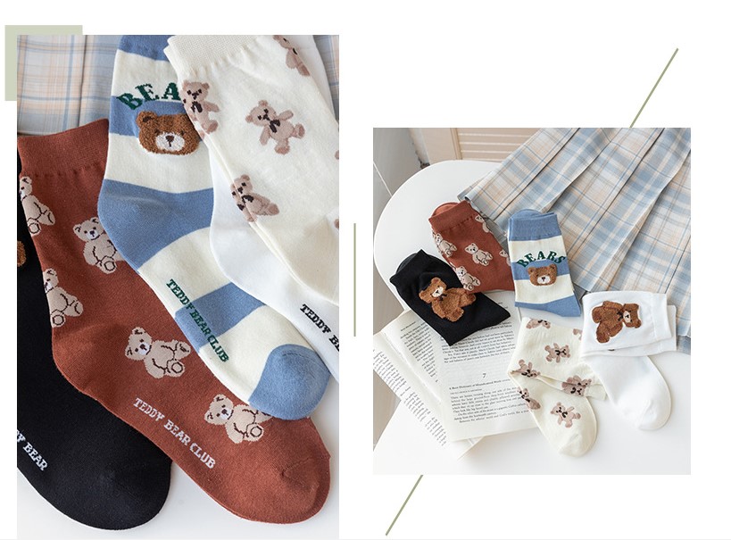 Womenu0027S Fashion Bear Nylon Cotton Crew Socks A Pair