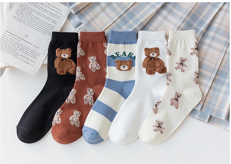Womenu0027S Fashion Bear Nylon Cotton Crew Socks A Pair