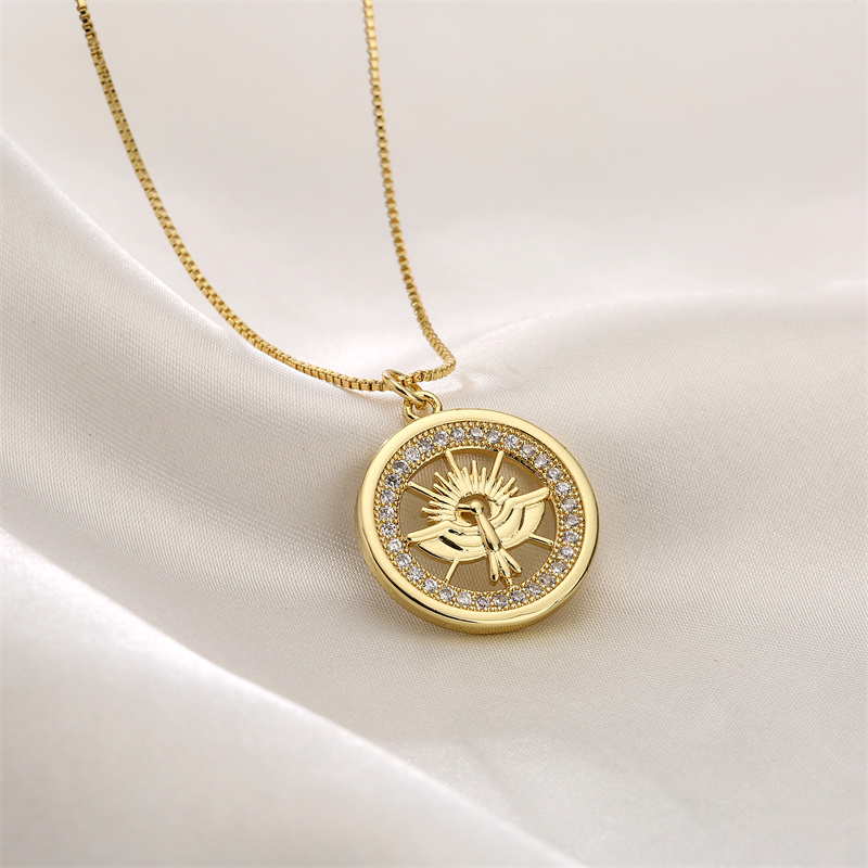 Fashion Sun Star Heart Shape Copper Enamel Inlay Zircon Pendant Necklace 1 Piece