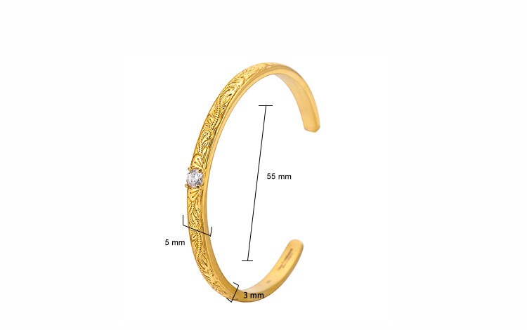 Fashion Plant Titanium Steel Inlay Rhinestones Bangle 1 Piece