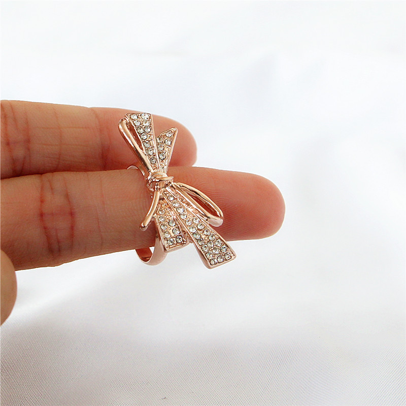 Simple Style Bow Knot Alloy Rhinestone Womenu0027S Rings