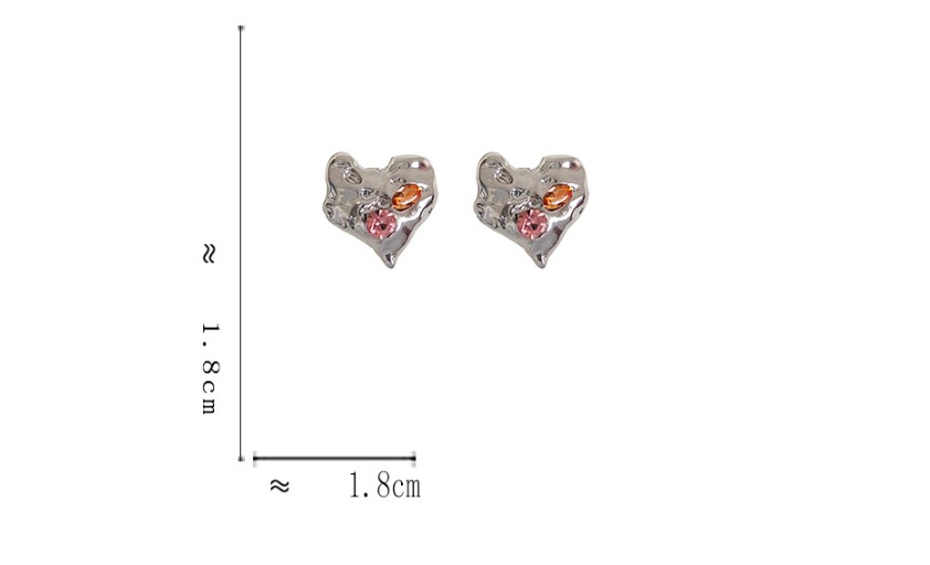 1 Pair Fashion Heart Shape Alloy Inlay Artificial Gemstones Valentineu0027S Day Womenu0027S Ear Stud