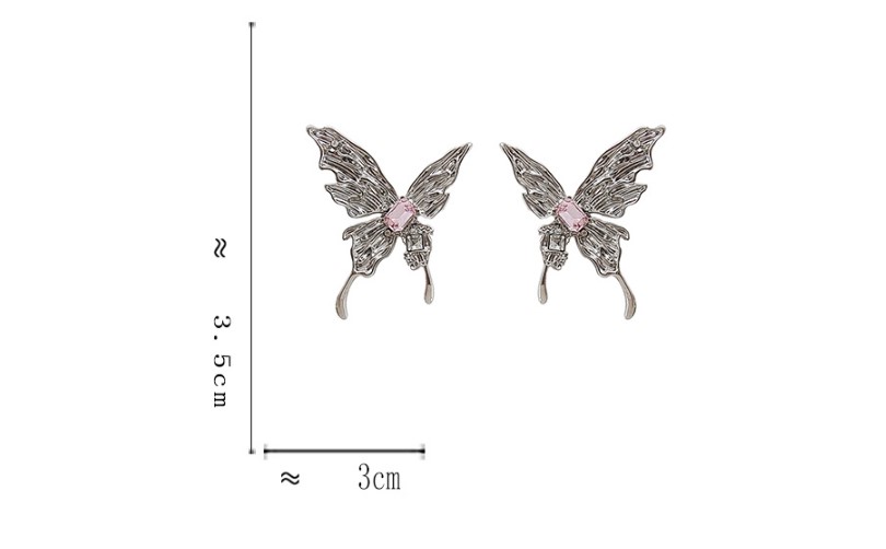 1 Pair Retro Butterfly Alloy Inlay Glass Womenu0027S Ear Studs