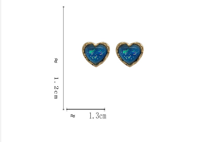 1 Pair Fashion Heart Shape Alloy Inlay Resin Valentineu0027S Day Womenu0027S Ear Studs