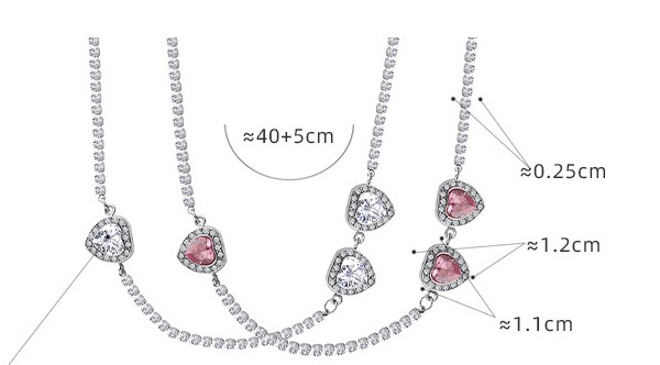 Fashion Heart Shape Titanium Steel Plating Inlay Zircon Necklace 1 Piece