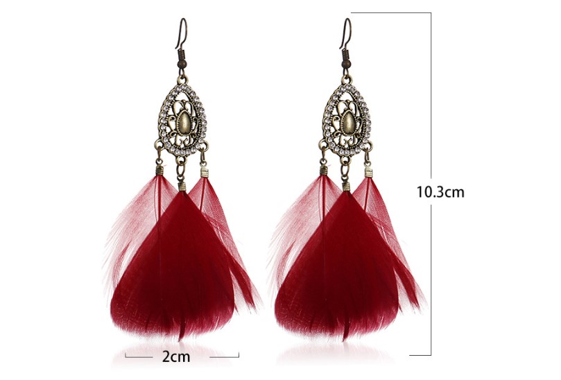 1 Pair Exaggerated Water Droplets Feather Alloy Inlay Rhinestones Womenu0027S Chandelier Earrings