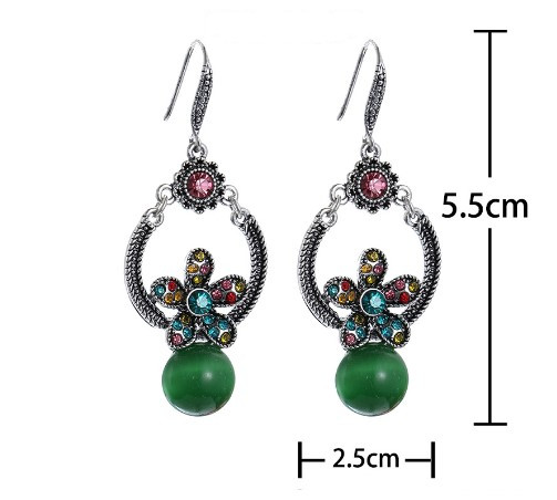 1 Pair Ethnic Style Flower Alloy Hollow Out Rhinestones Opal Womenu0027S Chandelier Earrings