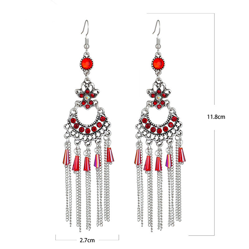 1 Pair Ethnic Style Tassel Butterfly Metal Inlay Artificial Crystal Womenu0027S Chandelier Earrings