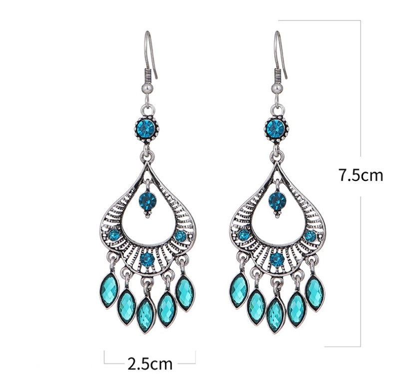 1 Pair Ethnic Style Water Droplets Metal Tassel Plating Inlay Artificial Diamond Womenu0027S Drop Ea