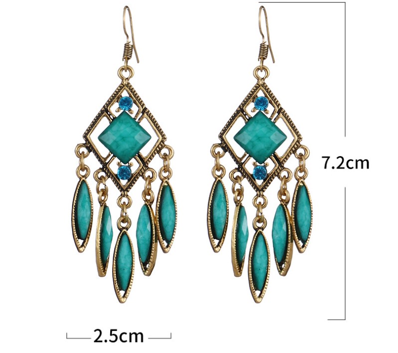 1 Pair Ethnic Style Rhombus Metal Plating Inlay Artificial Diamond Womenu0027S Drop Earrings