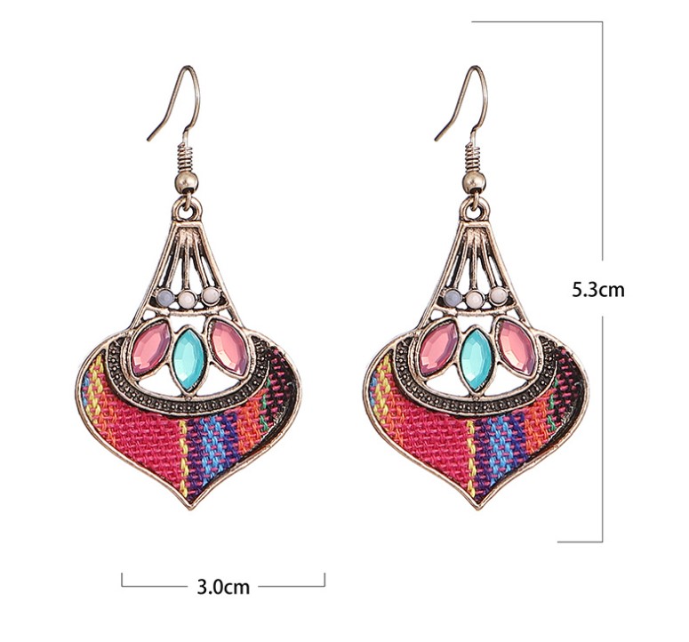 1 Pair Ethnic Style Sector Metal Plating Inlay Artificial Gemstones Womenu0027S Drop Earrings