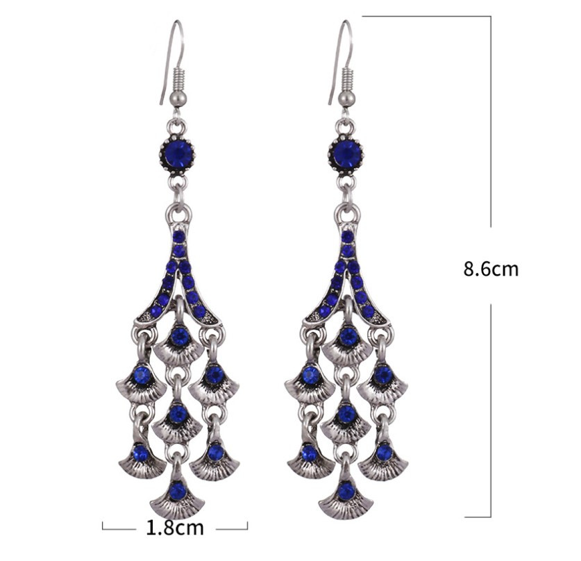 1 Pair Ethnic Style Sector Metal Plating Inlay Artificial Diamond Womenu0027S Drop Earrings