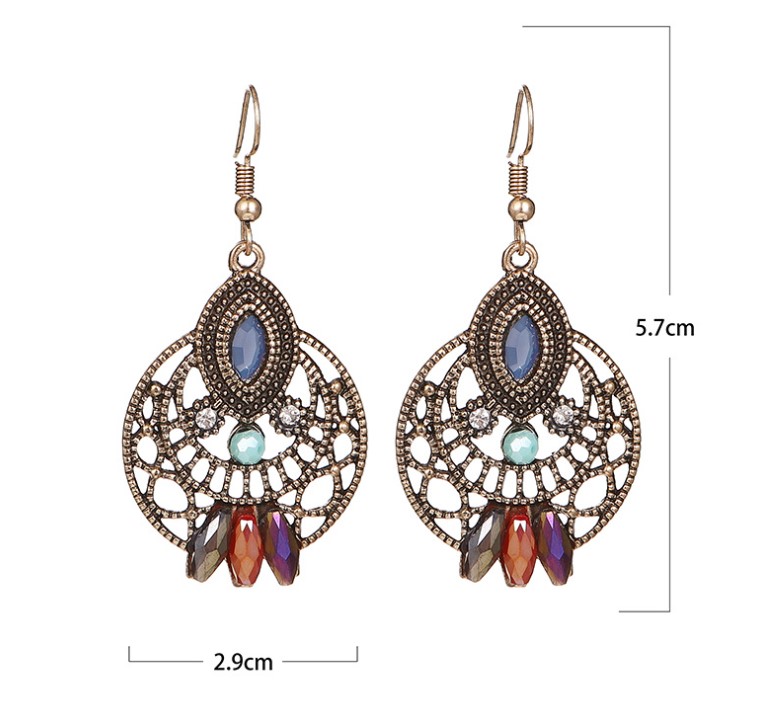 1 Pair Ethnic Style Round Metal Plating Inlay Artificial Diamond Womenu0027S Drop Earrings